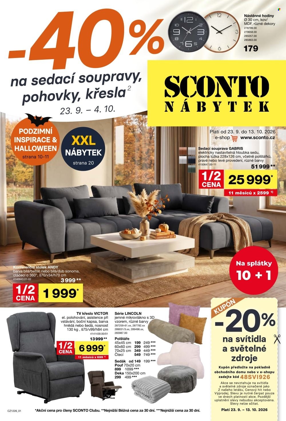 Leták SCONTO NÁBYTEK - 23. 9. 2026 - 13. 10. 2026. Strana 1