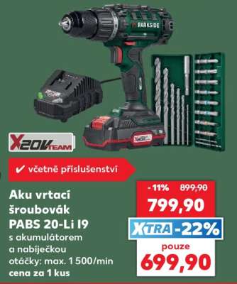 Aku vrtačí šroubovák PABS 20-Li I9