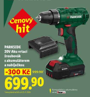 PARKSIDE 20V Aku vrtačí šroubovák s akumulátorem a nabíječkou