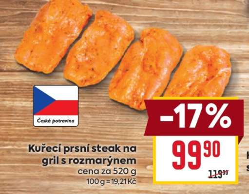 Kuřecí prsní steak na gril s rozmarýnem