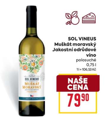 SOL VINEUS Muškát moravský Jakostní odrůdové víno