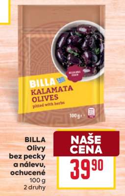 BILLA Olivy bez pecky a nálevu, ochucené
