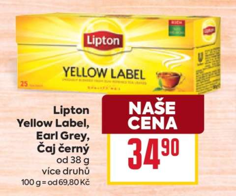 Lipton Yellow Label, Earl Grey čaj černý