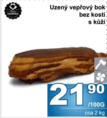 Uzený vepřový bok bez kosti s kůží