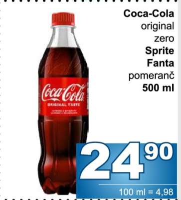 Coca-Cola original zero Sprite Fanta pomeranč