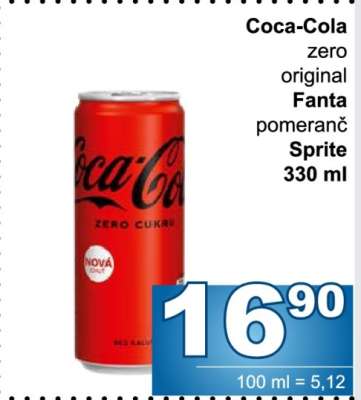 Coca-Cola zero original Fanta pomeranč Sprite