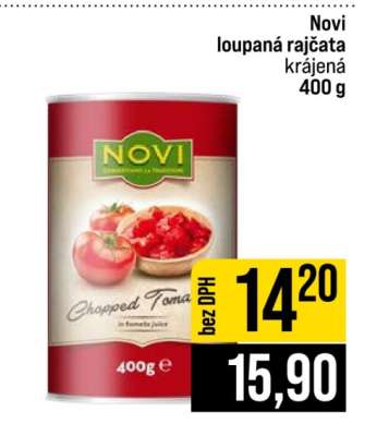 Novi loupaná rajčata krájená