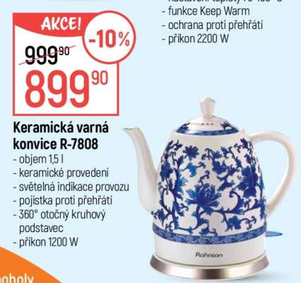 Keramická varná konvice R-7808
