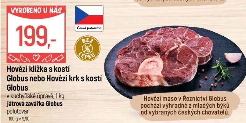 Hovězí kližka s kostí Globus nebo Hovězí krk s kostí Globus