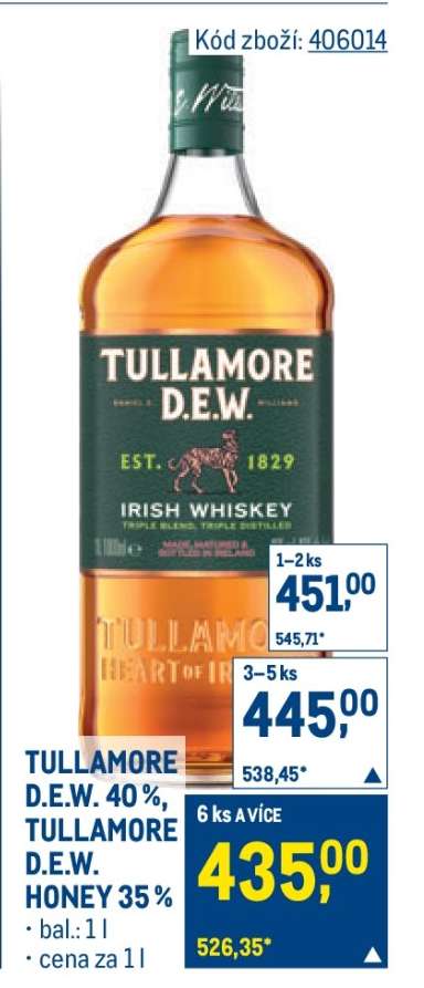 TULLAMORE D.E.W. 40%, TULLAMORE D.E.W. HONEY 35%