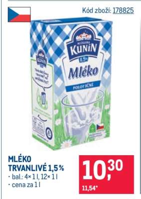 Mléko trvanlivé 1,5 %