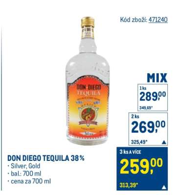 DON DIEGO TEQUILA 38 %