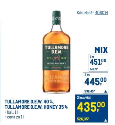 TULLAMORE D.E.W. 40%, TULLAMORE D.E.W. HONEY 35%