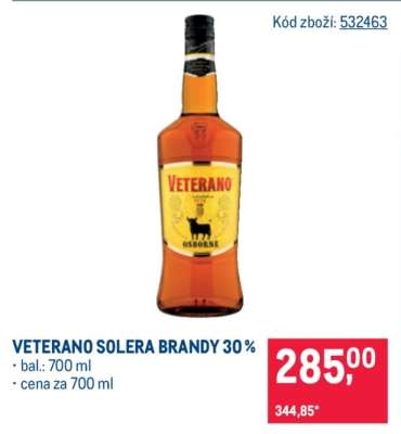 VETERANO SOLERA BRANDY 30 %