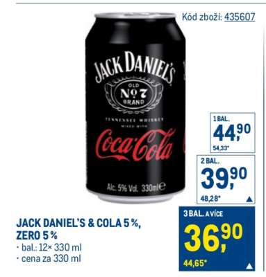 JACK DANIEL'S & COLA 5 %, ZERO 5 %