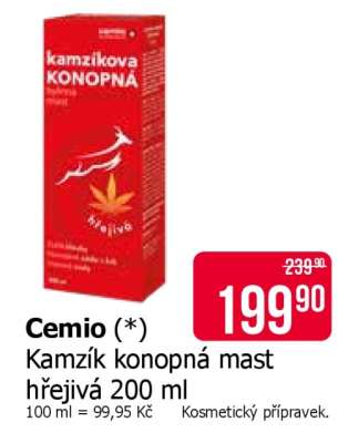 Cemio Kamzík konopná mast hřejivá 200 ml