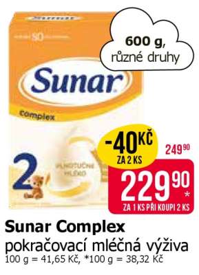 Sunar Complex pokračovací mléčná výživa