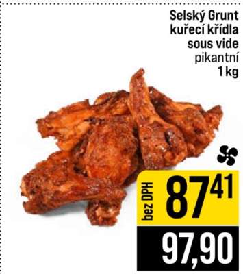 Selský Grunt kuřecí křídla sous vide pikantní