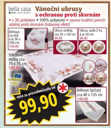 Vánoční ubrusy s ochranou proti skvrnám