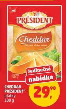 CHEDDAR PRÉSIDENT plátky