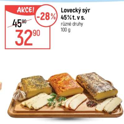 Lovecký sýr 45 % t. v s.