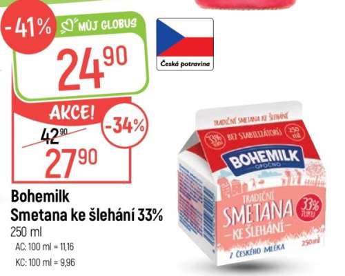 Bohemilk Smetana ke šlehání 33%