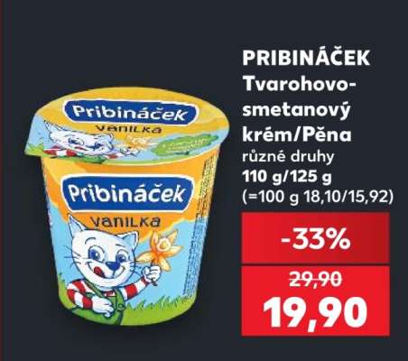 PRIBINÁČEK Tvarohovo-smetanový krém/pěna