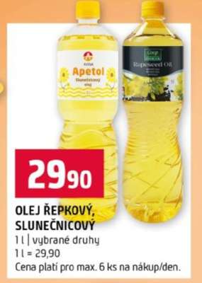 OLEJ ŘEPKOVÝ, SLUNEČNICOVÝ