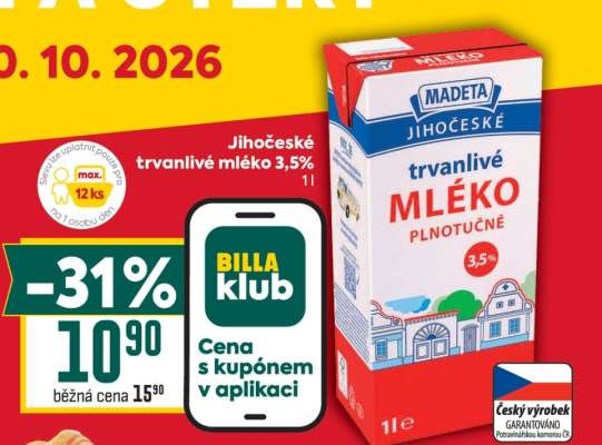 Jihočeské Trvanlivé mléko 3,5%