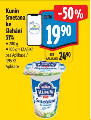 KUNÍN SMETANA KE ŠLEHÁNÍ 31 %