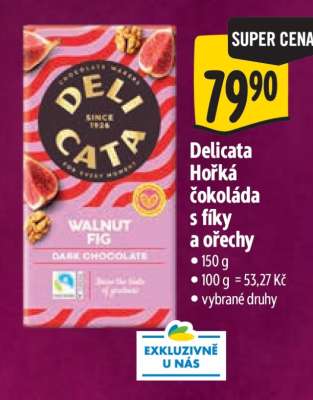 DeliCata Hořká čokoláda s fíky a ořechy