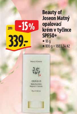 Beauty of Joseon Matný opalovací krém v tyčince SPF50