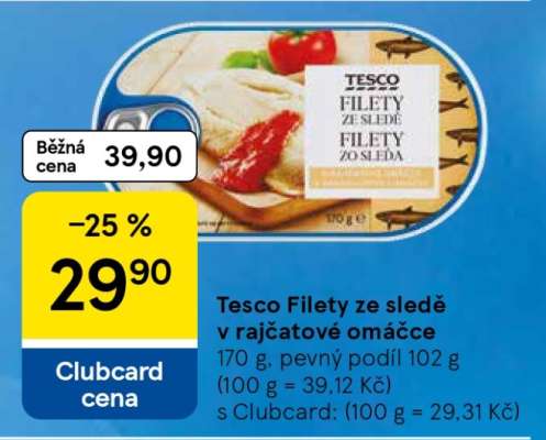 Tesco Filety ze sledě v rajčatové omáčce