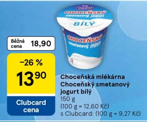 Choceňská mlékárna Choceňský smetanový jogurt bílý