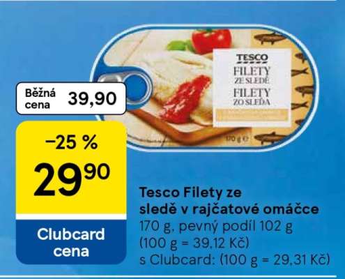 Tesco Filety ze sledě v rajčatové omáčce