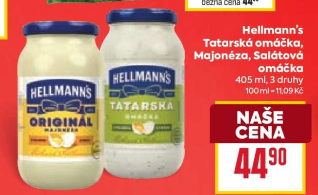 HELLMANN'S Tatarská omáčka/Majonéza/Salátová omáčka