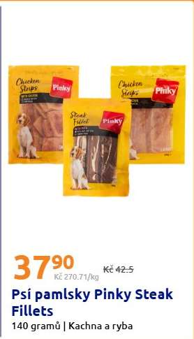 Psí pamlsky Pinky Steak Fillets