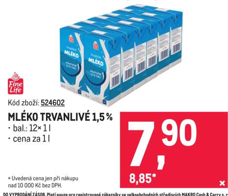 Mléko trvanlivé 1,5 %