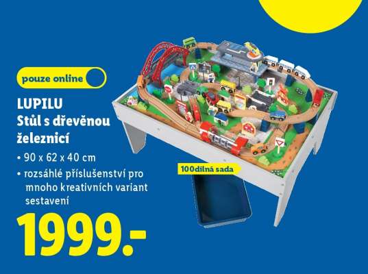 LUPILU Stůl s dřevěnou železnicí