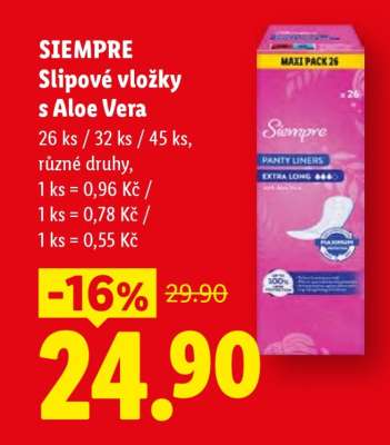 SIEMPRE SLIPOVÉ VLOŽKY S ALOE VERA