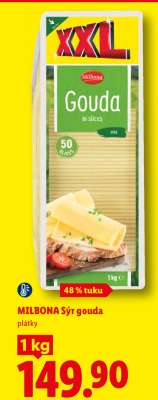MILBONA Sýr gouda plátky