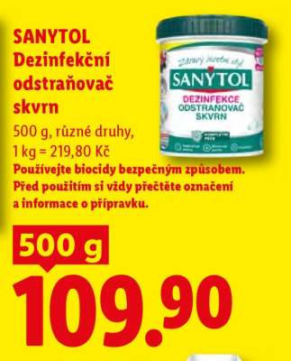 SANYTOL DEZINFEKČNÍ ODSTRAŇOVAČ SKVRN