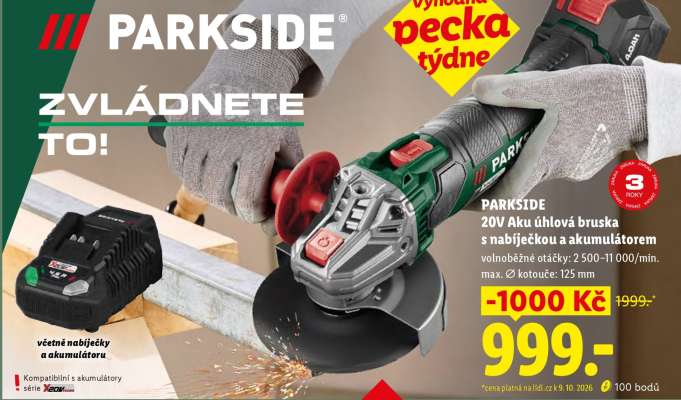 PARKSIDE 20V Aku úhlová bruska s nabíječkou a akumulátorem