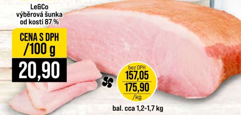 Le&Co výběrová šunka od kosti 87%