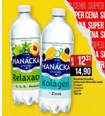 Hanácká Kyselka ochucená minerální voda kolagen