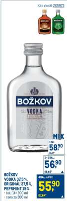 BOŽKOV VODKA 37,5 %, ORIGINÁL 37,5 %, PEPRMINT 19 %