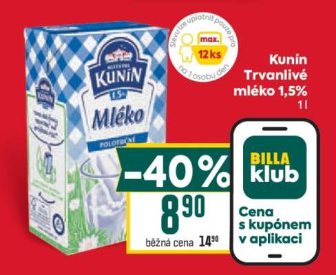 Kunín Trvanlivé mléko 1,5%