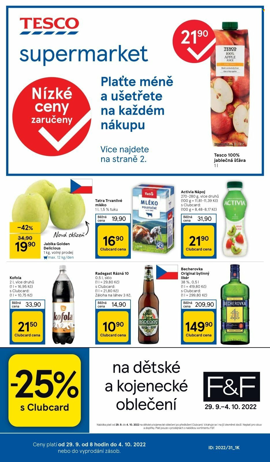 Leták TESCO supermarket - 29. 9. 2022 - 4. 10. 2022. 