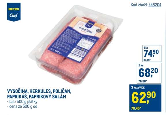 VYSOČINA, HERKULES, POLIČAN, PAPRIKÁŠ, PAPRIKOVÝ SALÁM