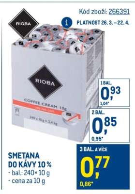 Smetana do kávy 10 %